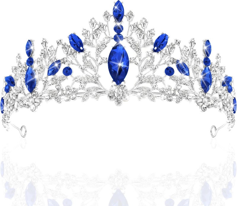 TAROSE Crowns for Women, Queen Crystal Gold Silver Tiaras with White Rhinestone and Combs, Goddess Crown for Wedding Bride Birthday Princess Bridal Shower Hair Accessories for Women - Image 1